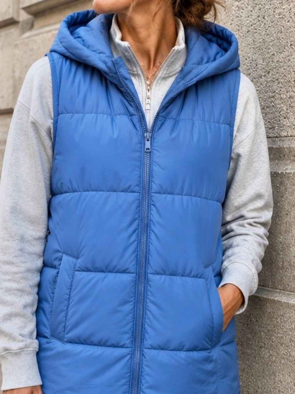 PIECES long vest. Medium. Blue.